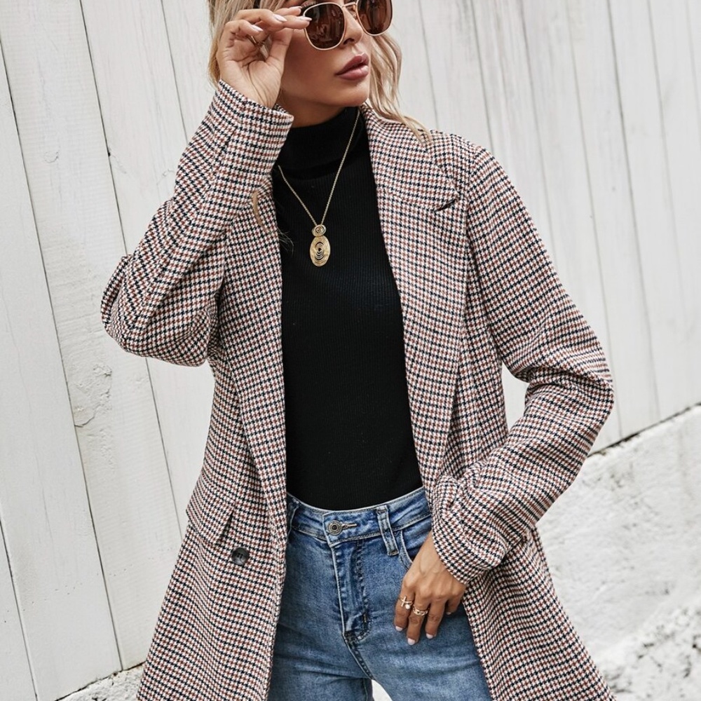 Houndstooth fall coat jacket Blazer - Picture 2 of 4